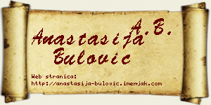Anastasija Bulović vizit kartica